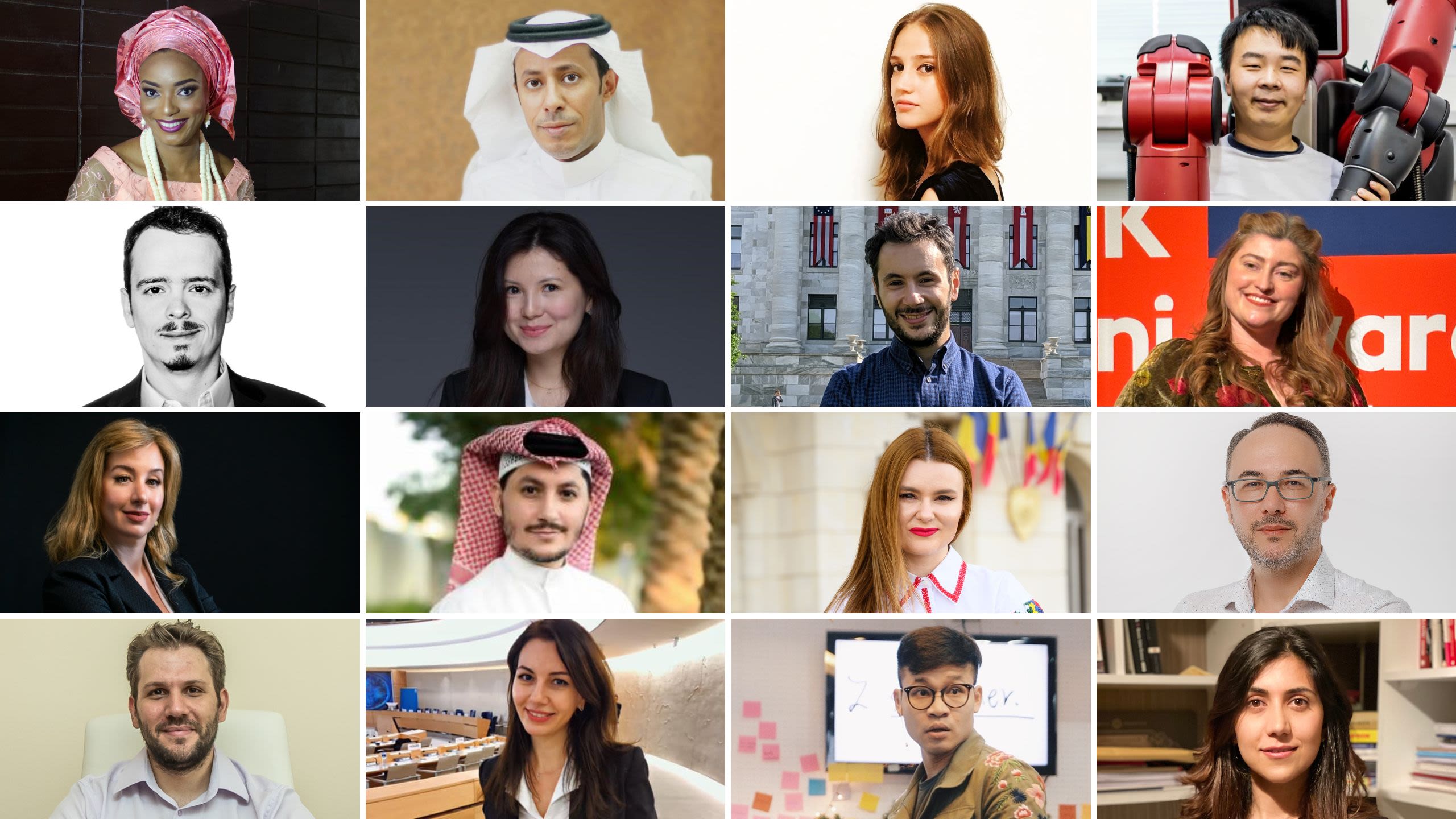 A montage of profile pictures of men and women from around the globe