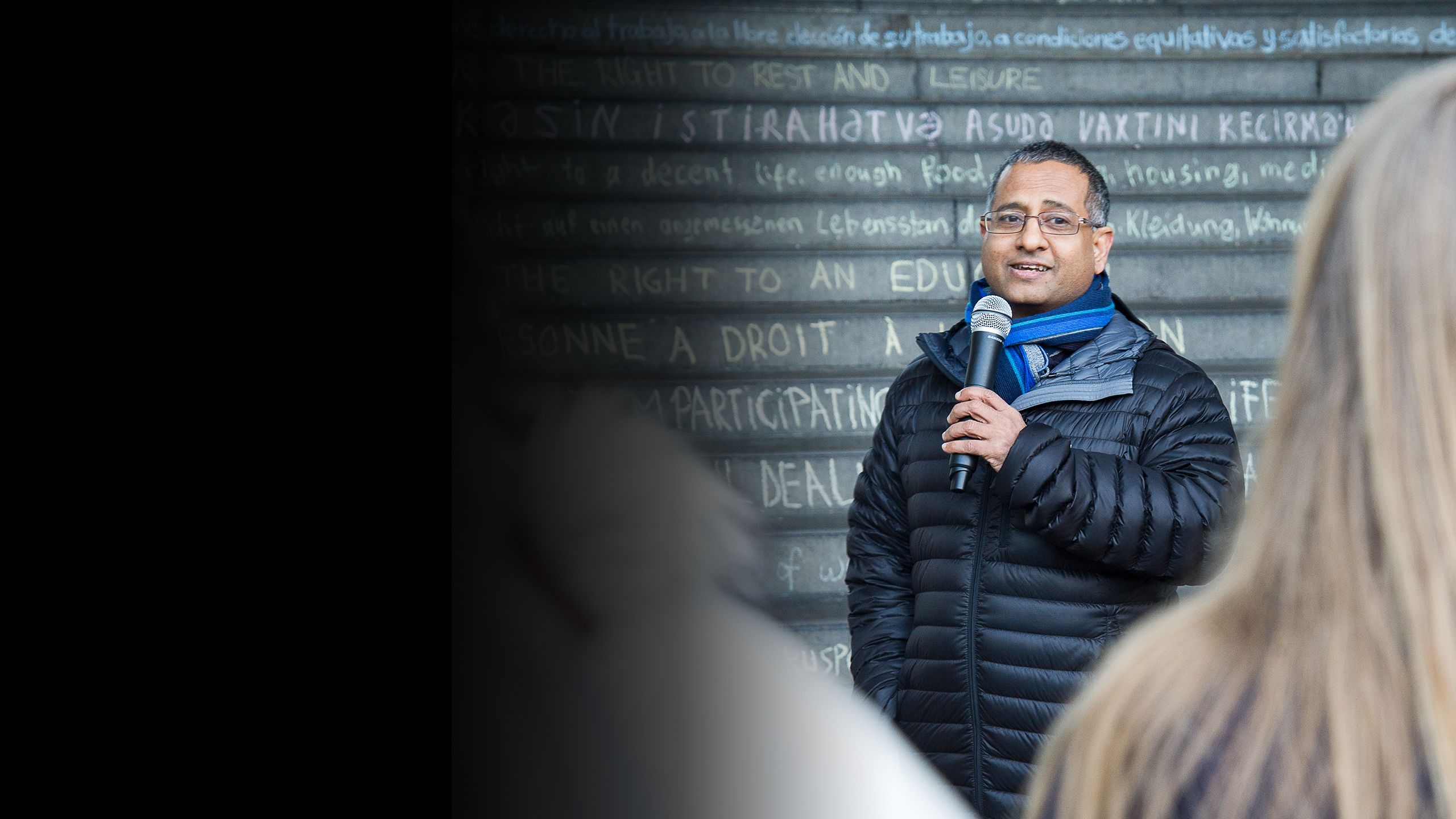 Professor Ahmed Shaheed talking during Human Rights Day