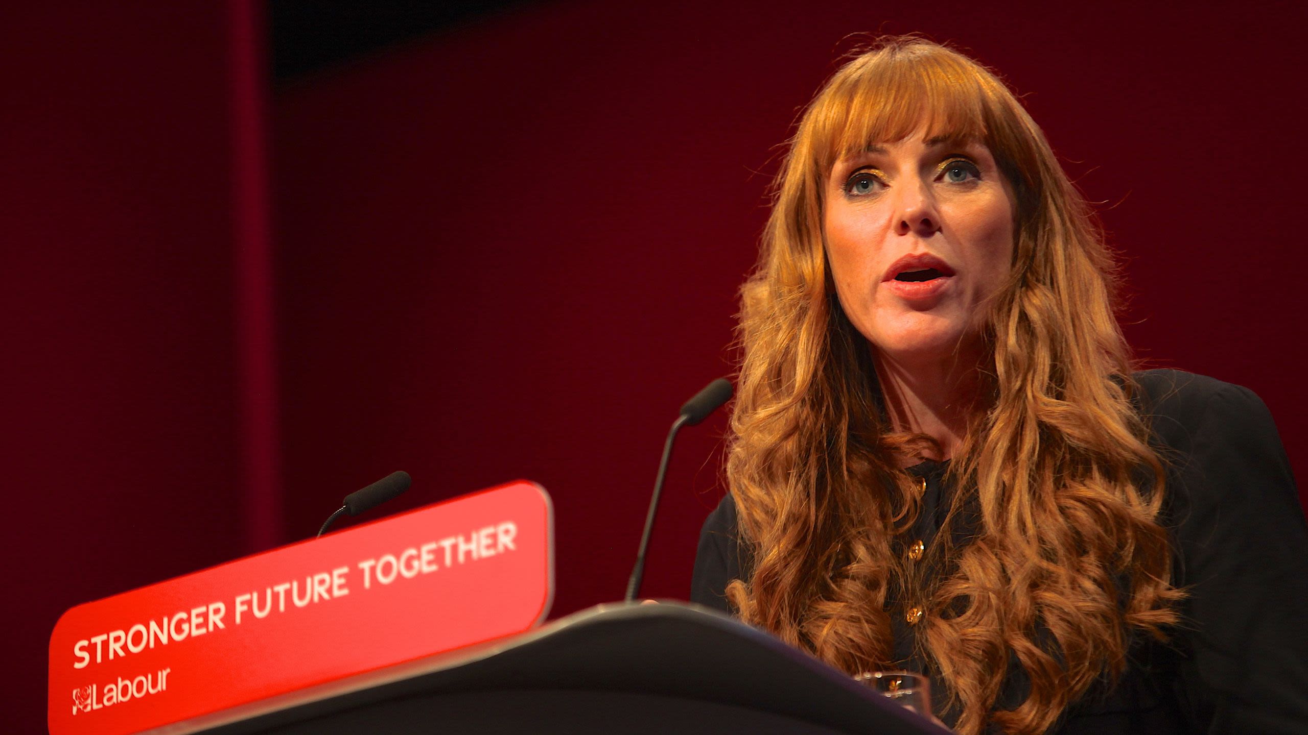 Deputy Prime Minister Angela Rayner talks at a conference