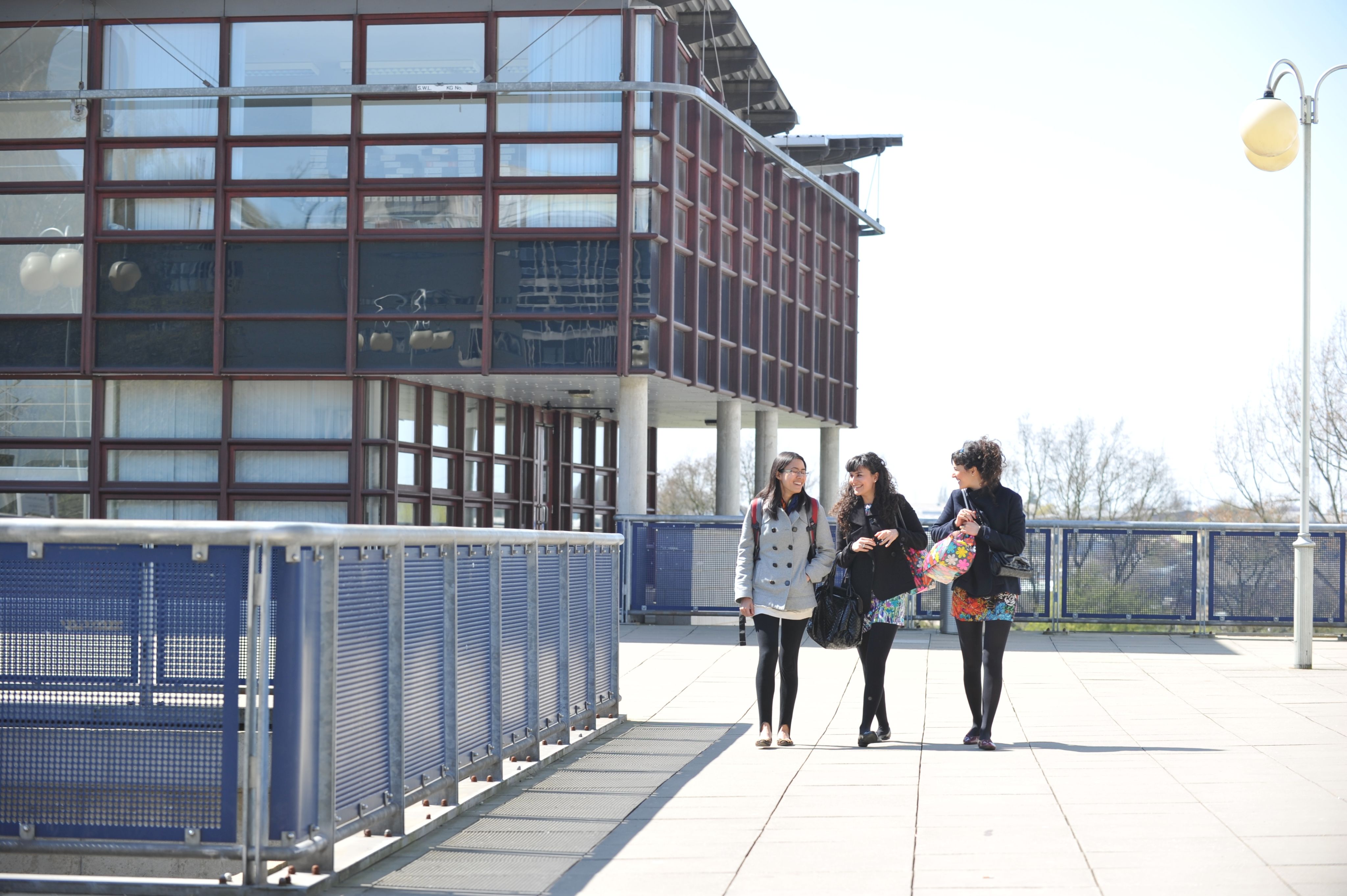 Student talking into a microphone