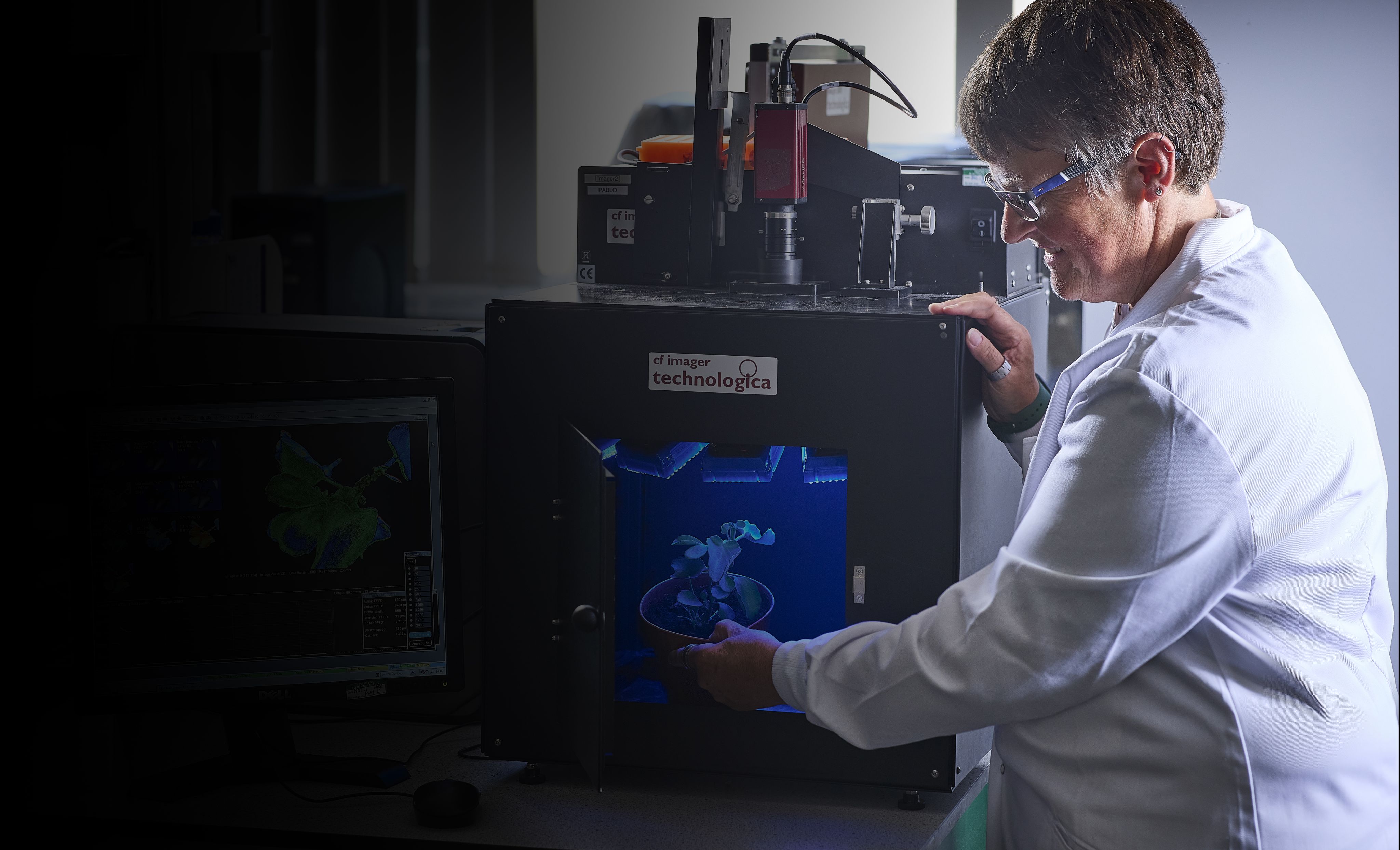 Professor Tracy Lawson conducting an experiment in the laboratory