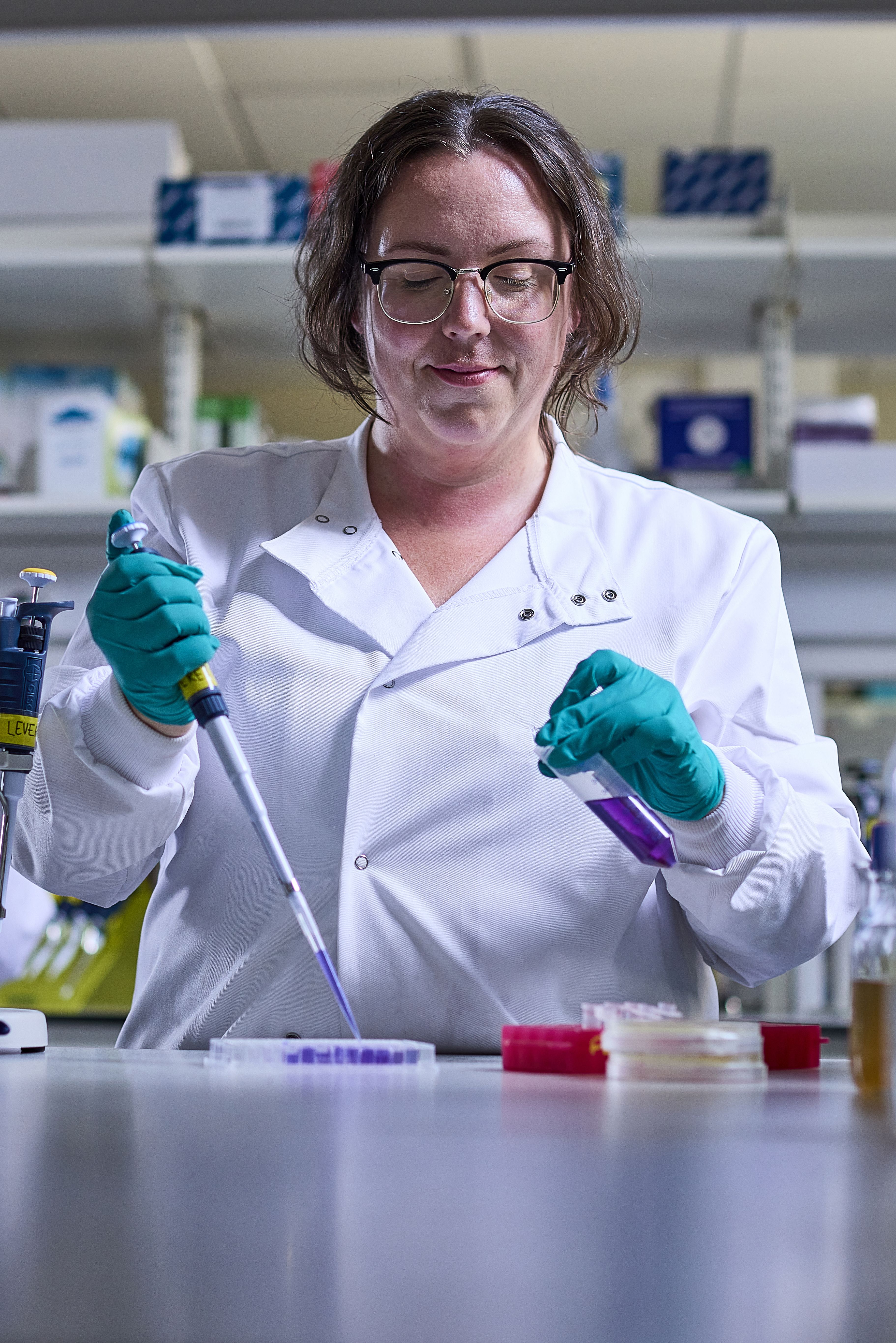 Dr Amanda Cavanagh conducting an experiment in the laboratory