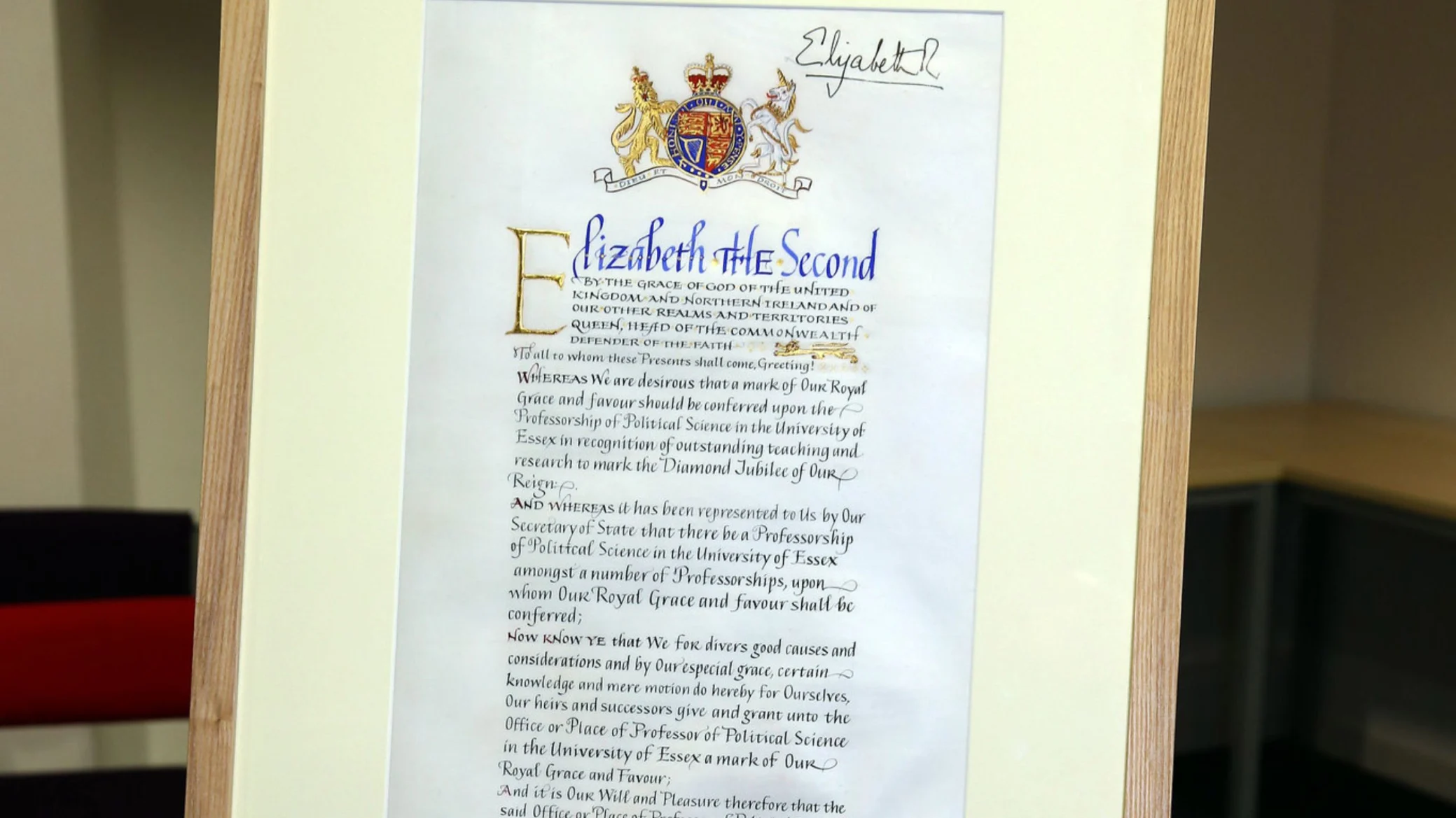 Regius Professorship declaration