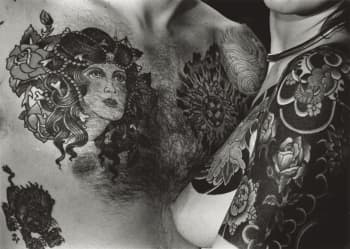 Tattoos by Ed Hardy, which were used as the poster image for an exhibition of tattoo art at the Oakland Museum in 1977, courtesy of Oakland Museum of California.
