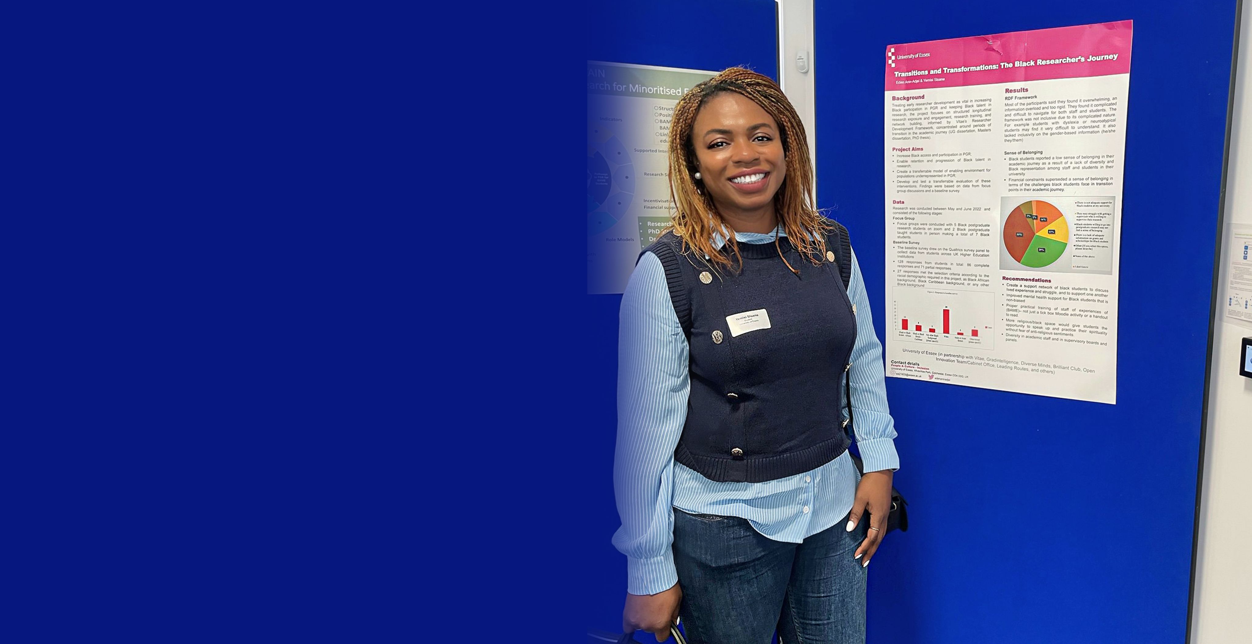 Eden presenting alongside her work