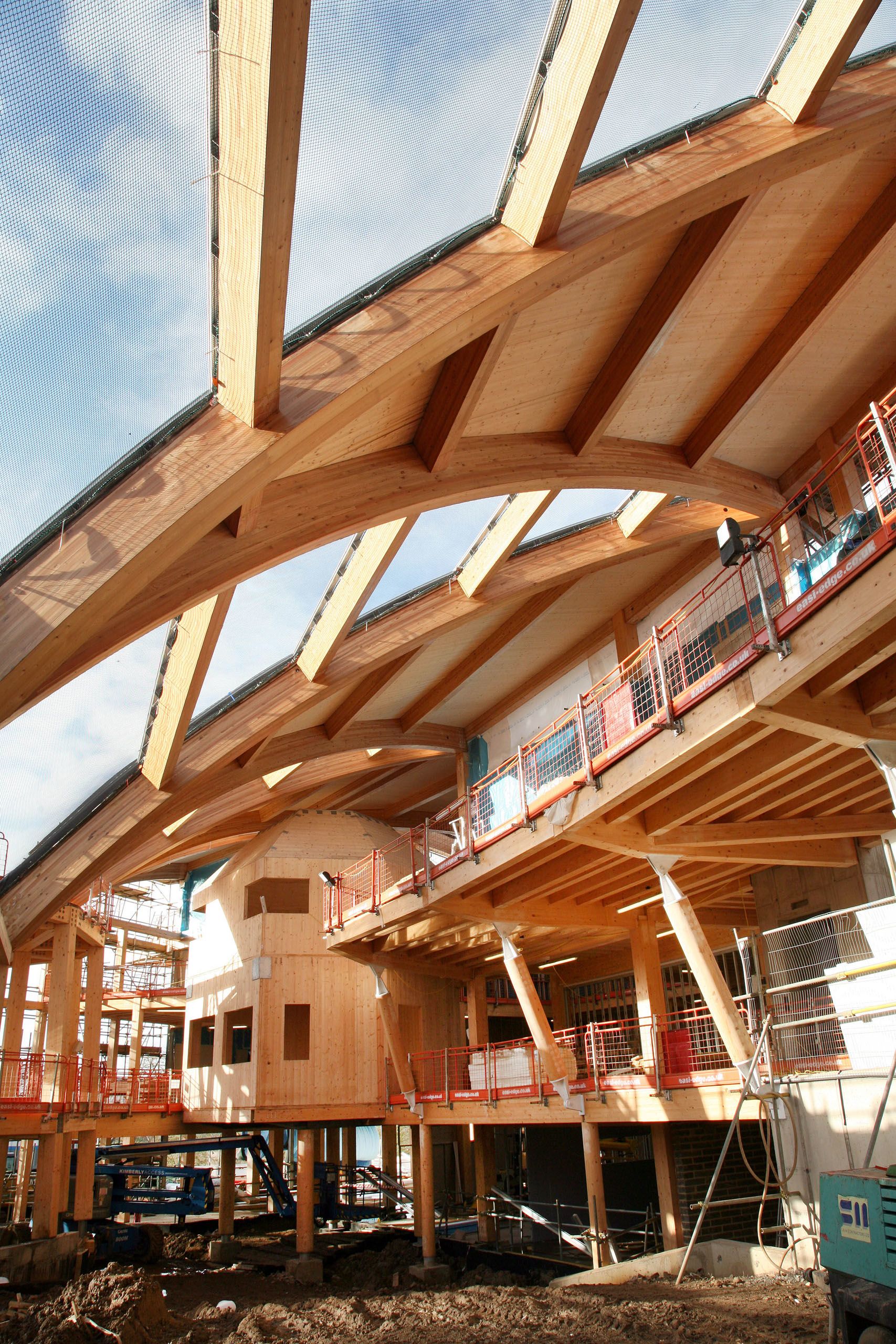 The sun shines into EBS' interior under construction.