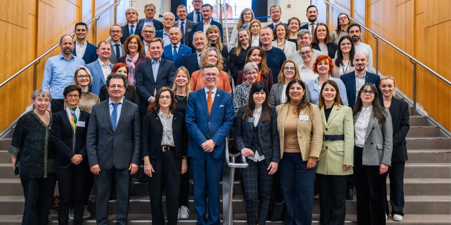 YERUN members standing on steps