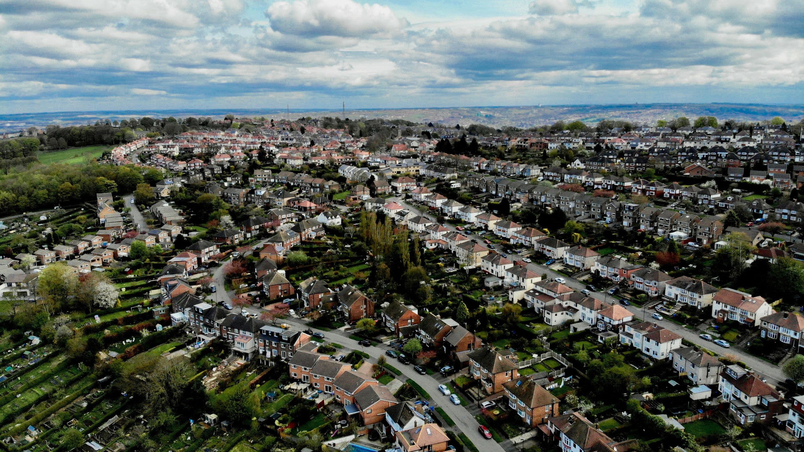 Aerial view of a town in the UK