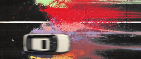 George Barber, Automotive Action Painting, 2007, HD video, 6'03", commissioned by Film and Video Umbrella, courtesy of waterside contemporary, London