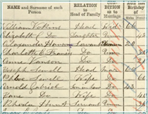 Extract from 19th century Census Enumerator's book