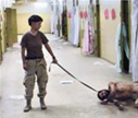 Abu Ghraid prisoner on a leash