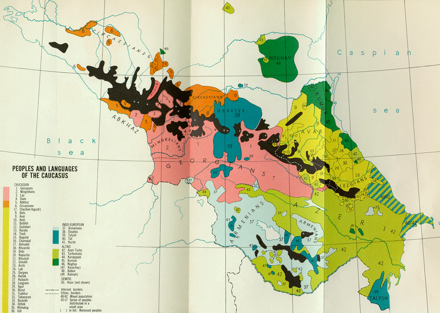 Caucasus language map