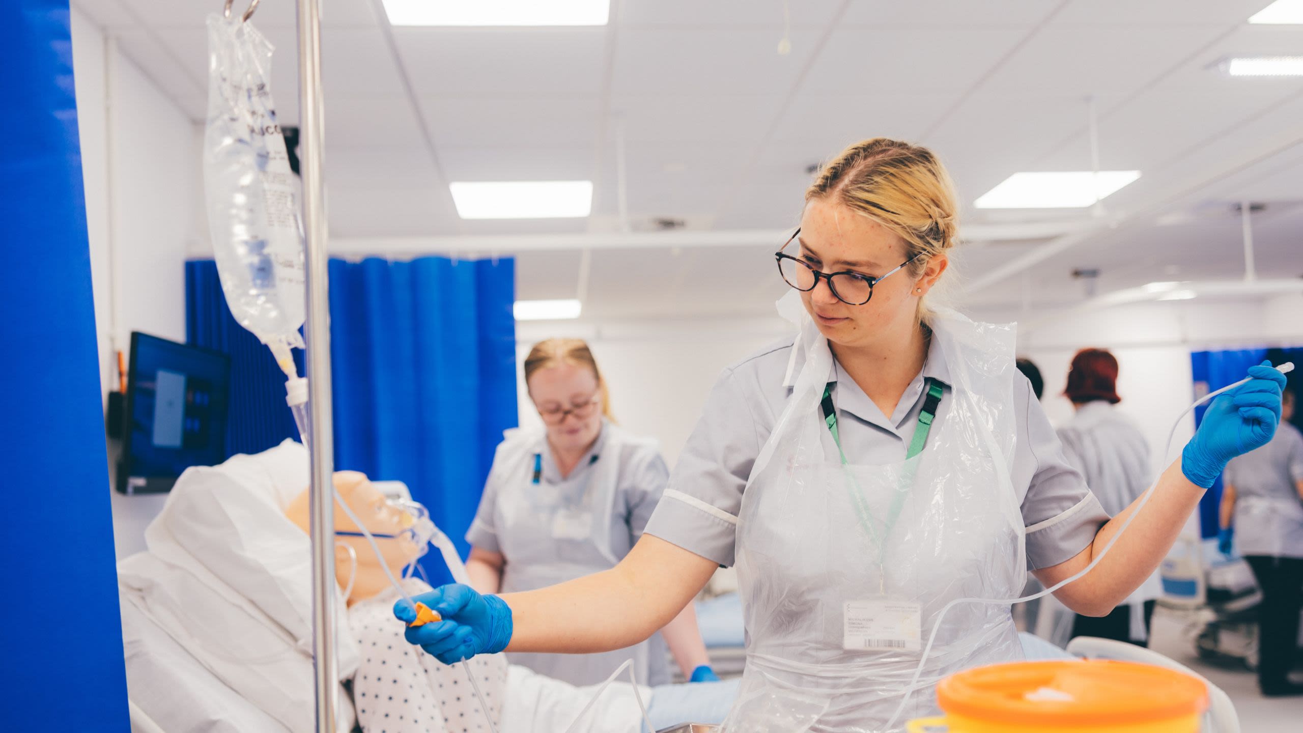 A nursing student in one of training environments