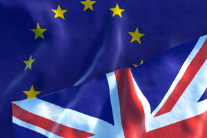 European Union flag and UK flag