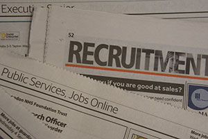 Selection of jobs pages from newspapers