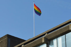 The Rainbow flag flying at Essex's Colchester Campus