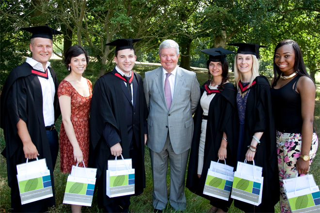 Sir Keith Mills with Essex Business School graduates
