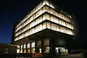 Albert Sloman Library at night
