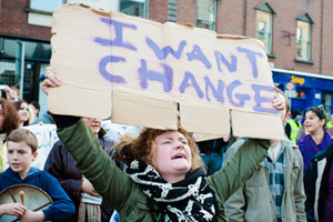 Woman demonstrating