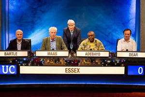 The Essex team for University Challenge with Jeremy Paxman