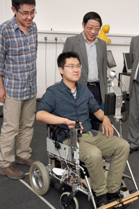a studnet using the robotic wheelchair