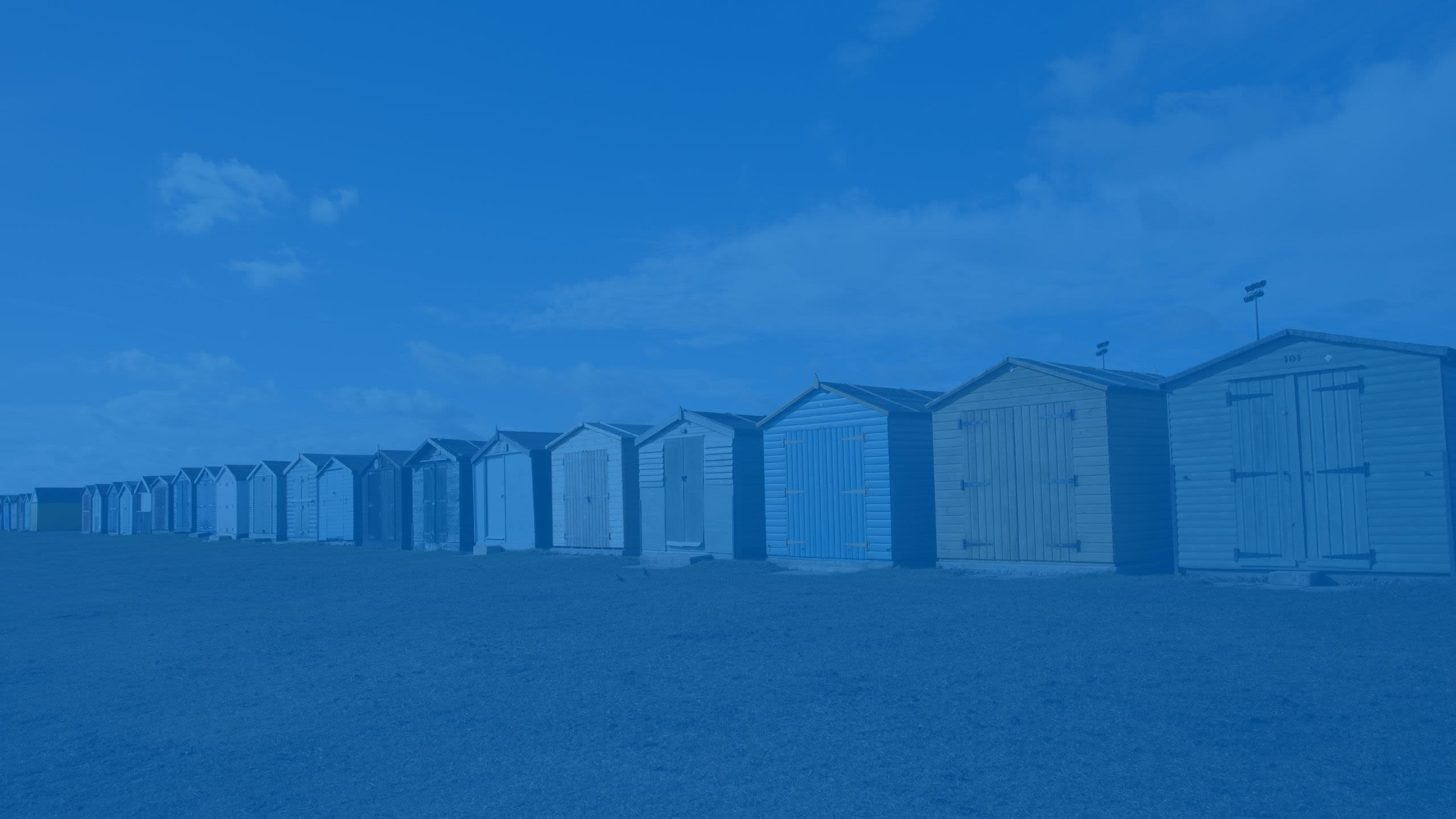 A row of beach huts in Dovercourt, Essex